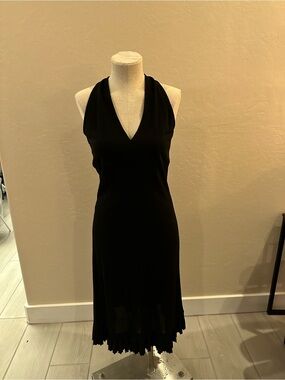 White House Black Market Black One-Shoulder Halter Dress